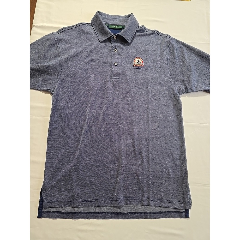Bobby Jones Polo Shirt Mens Medium Blue Golf 100% Cotton Knit Landau